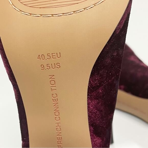 NEW French Connection Capri Crushed Velvet Ankle Boots Brunello Wine 9.5 - Picture 7 of 9